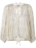 Ermanno Scervino - Lace Trim Top - Women - Silk/polyester - S/m, Nude/neutrals, Silk/polyester