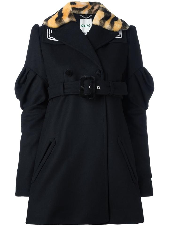 Kenzo Piped Logo Double Breasted Coat