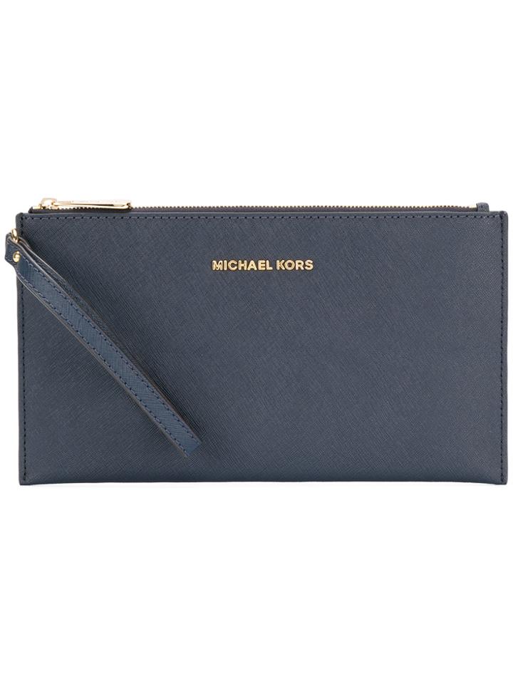 Michael Michael Kors Logo Stamp Clutch - Blue