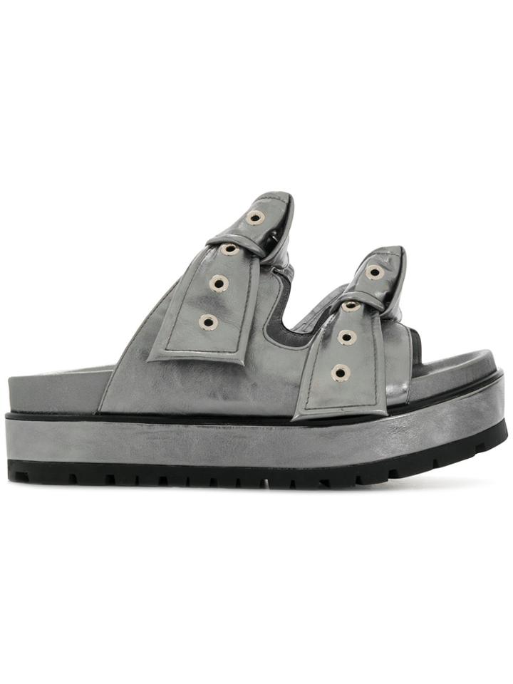 Alexander Mcqueen Knot Buckled Sandals - Metallic