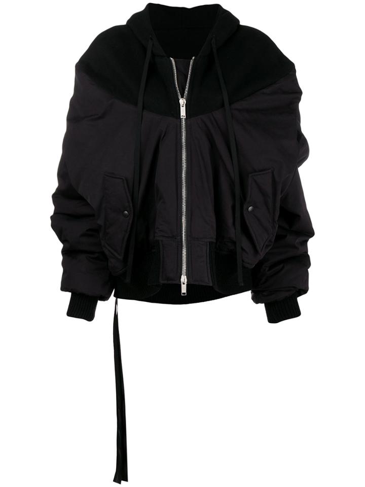 Unravel Project Oversized Hooded Bomber Jacket - Black