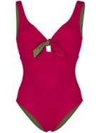 Fisico Reversible Bow Detail Swimsuit - Pink & Purple