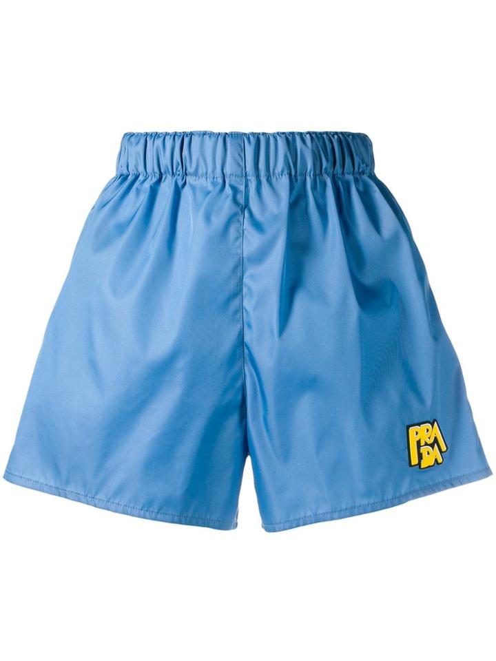 Prada Logo-patch Shorts - Blue