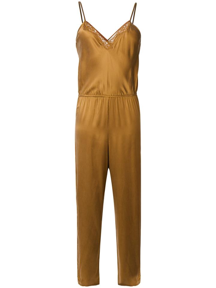 Mes Demoiselles Lace Trim Jumpsuit - Brown