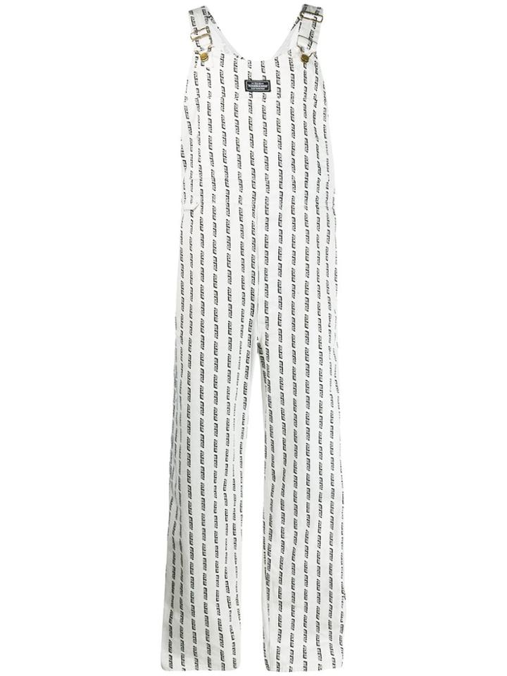 Neighborhood Logo Print Dungaree - White