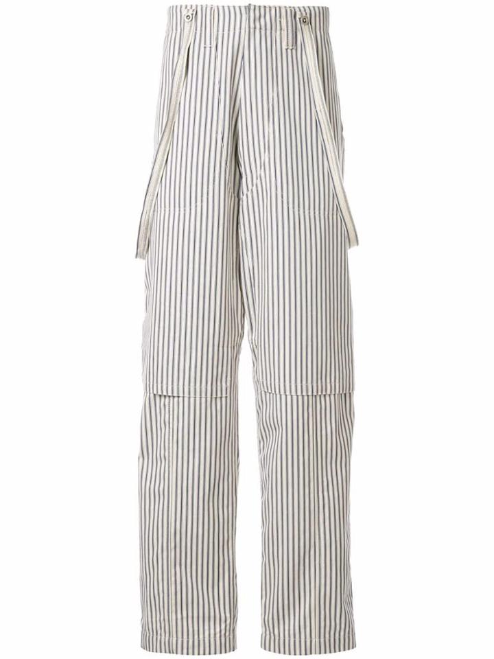 E. Tautz Suspender Striped Trousers - White