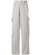 E. Tautz Suspender Striped Trousers - White