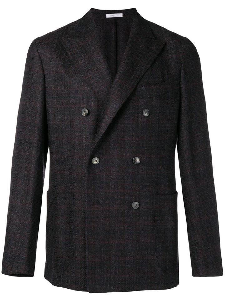 Boglioli Checked Double Breasted Blazer - Grey