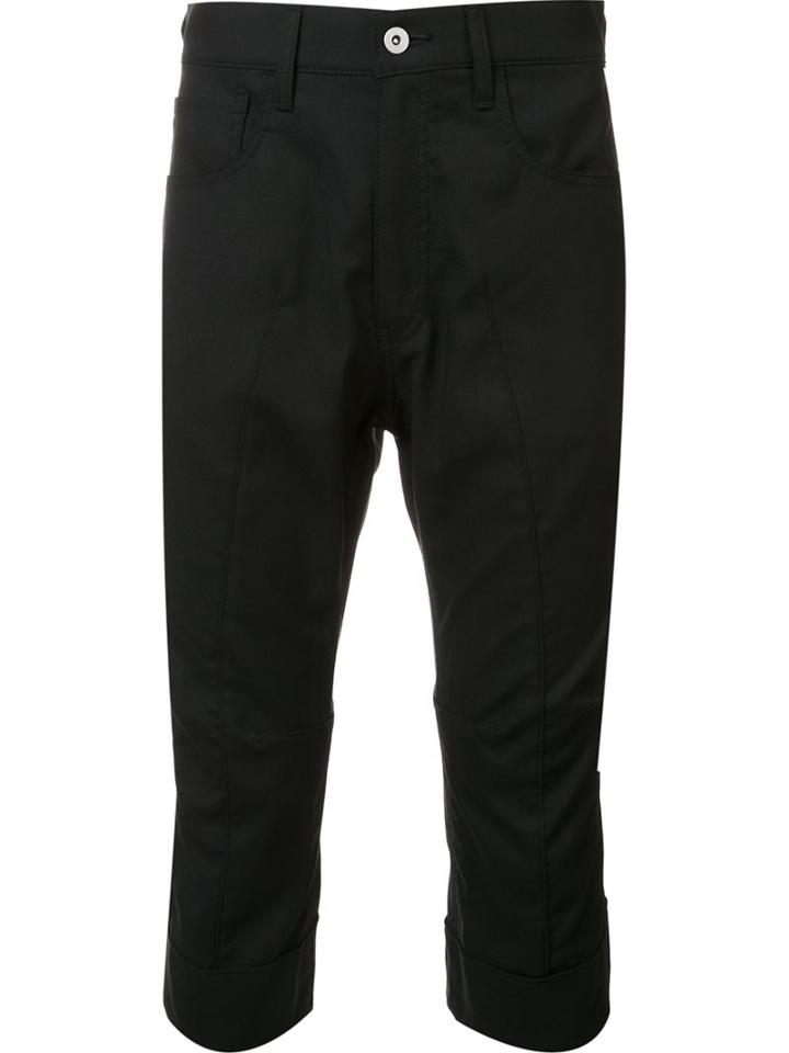 Junya Watanabe Comme Des Garçons Man Tapered Short Trousers, Men's, Size: Xxl, Black, Polyester/polyurethane/wool
