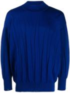 Issey Miyake Vintage High Neck Pleated Top - Blue