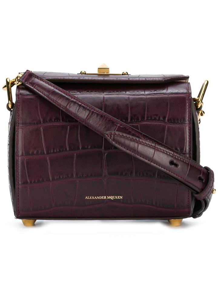 Alexander Mcqueen Box 19 Crocodile Bag - Pink & Purple