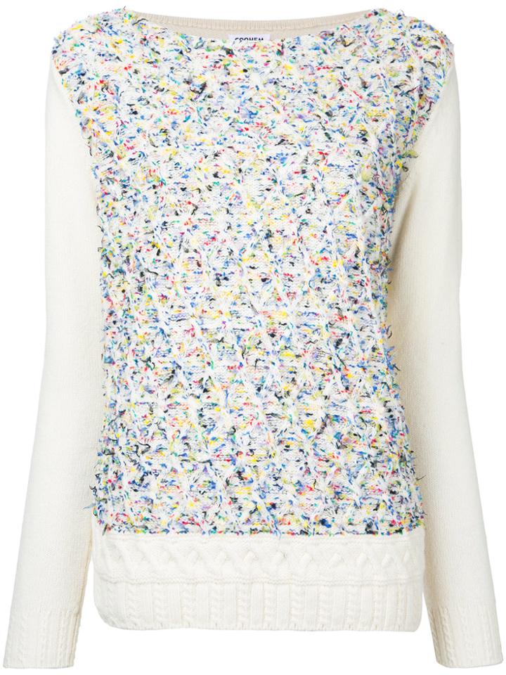 Coohem Mix 'fancy' Aran Pullover - White