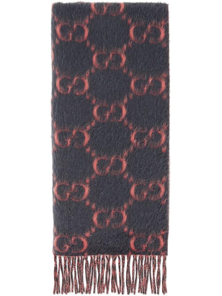 Gucci Gg Alpaca Wool Scarf - Grey