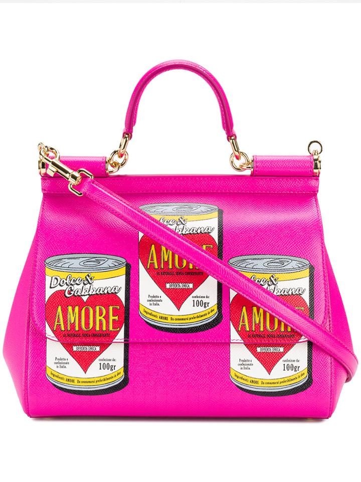 Dolce & Gabbana Sicily Amore Tin Print Tote Bag - Pink & Purple