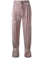 Jil Sander Navy Striped Cropped Trousers, Women's, Size: 38, Grey, Polyamide/acetate/cupro