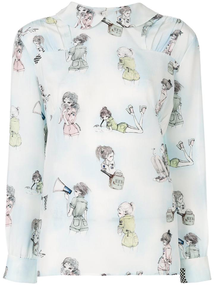 Miu Miu Lady Sketch Print Shirt - Multicolour