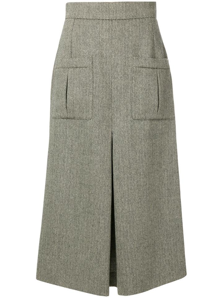 Holland & Holland A-line Inverted Pleat Midi Skirt - Nude & Neutrals