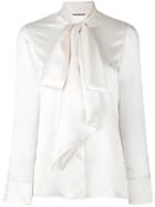 Saint Laurent Tie Neck Shirt, Women's, Size: 36, White, Silk