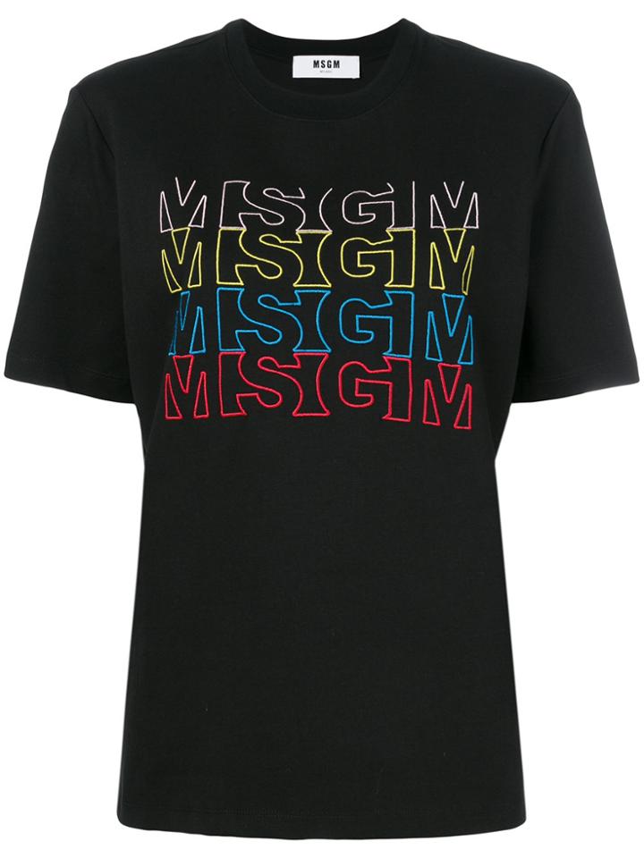 Msgm Embroidered Logo T-shirt - Black