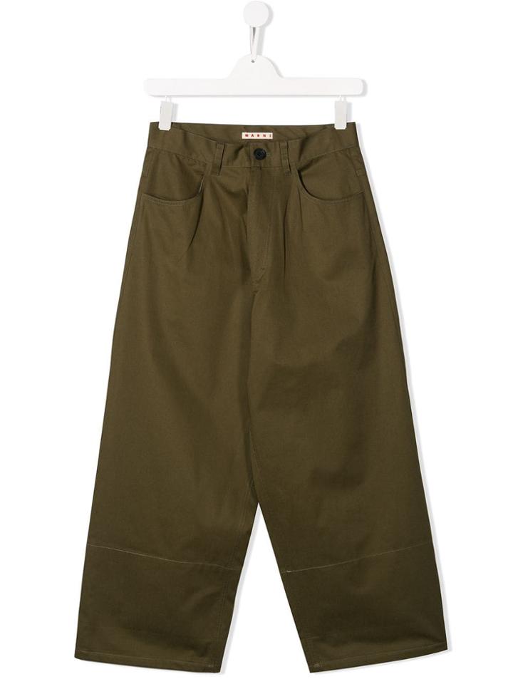 Marni Kids Teen Drop-crotch Trousers - Green
