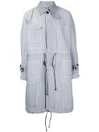 Sacai Hickory Stripe Coat, Men's, Size: 1, White, Polyester