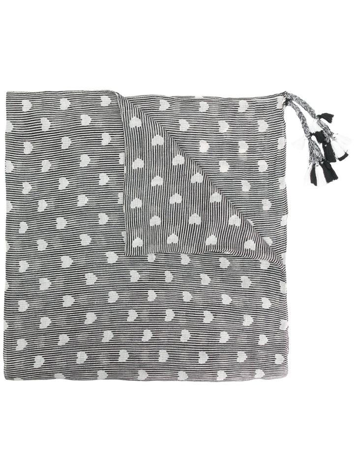 Twin-set Striped Heart Scarf - Black
