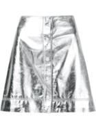Manning Cartell Buttoned Skirt, Women's, Size: 6, Grey, Leather