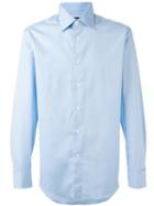 Canali Plain Shirt, Men's, Size: 41, Blue, Cotton