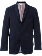 Thom Browne Single Button Casual Blazer, Men's, Size: 3, Blue, Silk/cotton/cupro
