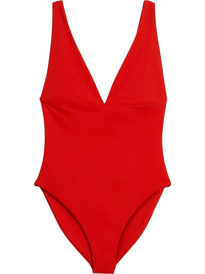 Burberry V-neck Swimsuit - Red