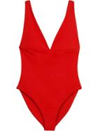 Burberry V-neck Swimsuit - Red