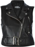 Jeremy Scott Sleeveless Biker Jacket, Women's, Size: 44, Black, Sheep Skin/shearling/polyester