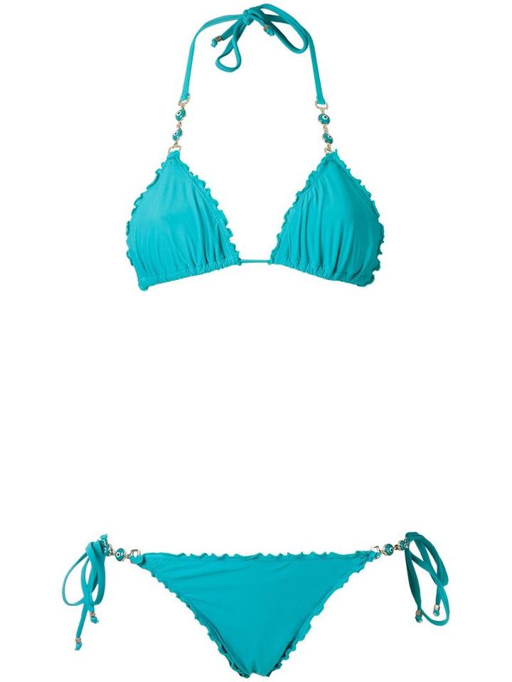 Amir Slama Triangle Bikini Set, Women's, Size: Gg, Blue, Elastodiene