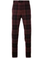 Valentino - Plaid Trousers - Men - Cotton/viscose/virgin Wool - 50, Red, Cotton/viscose/virgin Wool