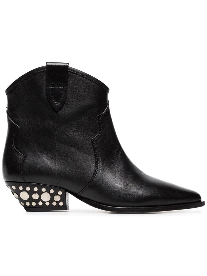 Isabel Marant Black Dawyna 40 Leather Ankle Boots