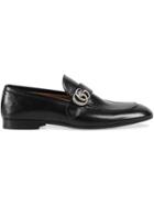 Gucci Leather Loafer With Gg - Black