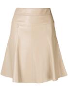 Patrizia Pepe Faux Leather A-line Skirt - Nude & Neutrals
