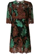 Dolce & Gabbana Floral Embroidered Lace Dress - Multicolour