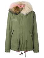 Mr & Mrs Italy 'army' Mini Parka, Women's, Size: Xxs, Green, Cotton/lamb Skin/fox Fur/viscose