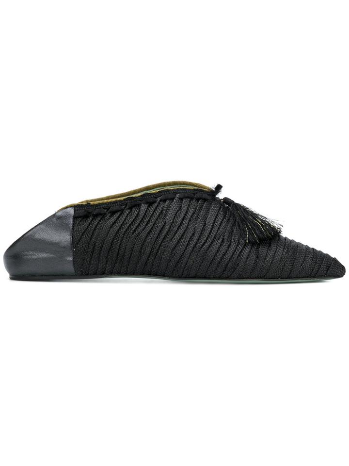 Paola D'arcano Pointed Slip-on Mules - Black