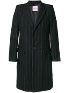 Palm Angels Striped Single Breasted Coat - Grey
