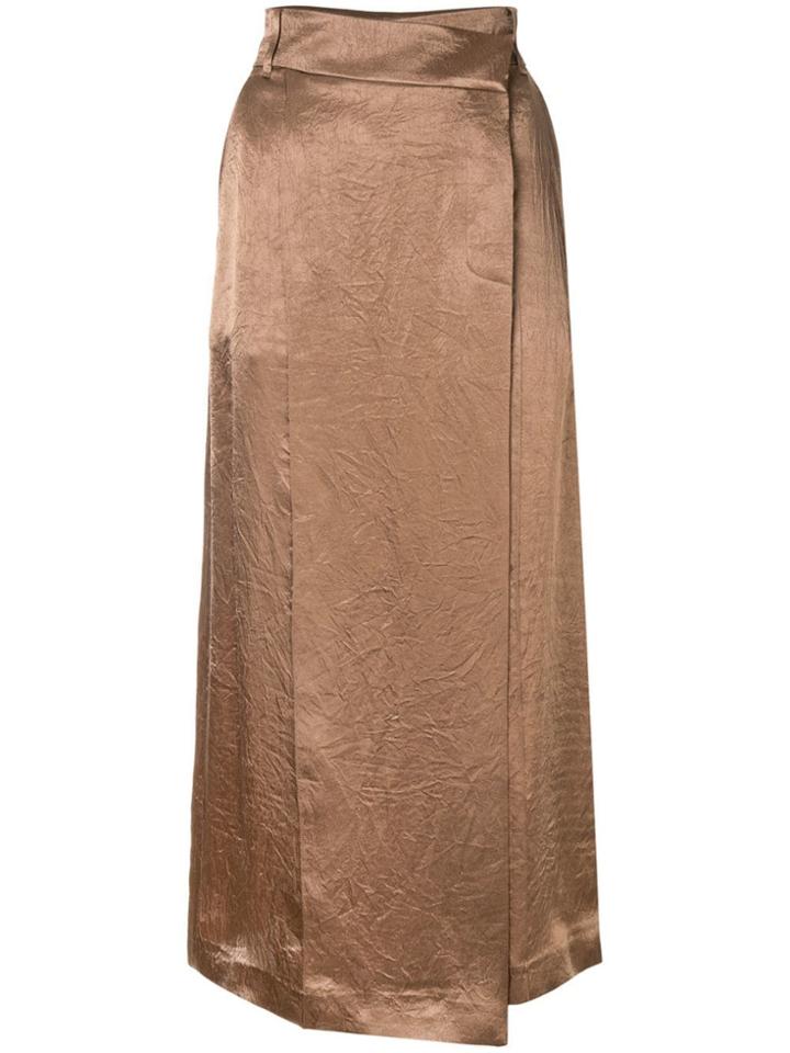 Goen.j Asymmetric Wrap Skirt - Brown