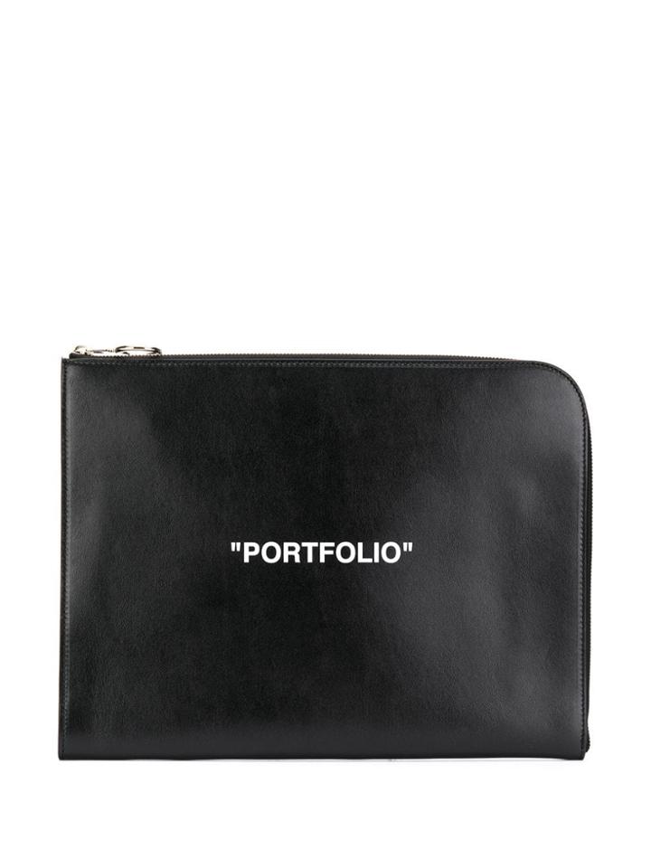 Off-white Zip-around Clutch - Black