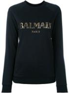 Balmain - Logo-print Sweatshirt - Women - Cotton - 40, Women's, Black, Cotton