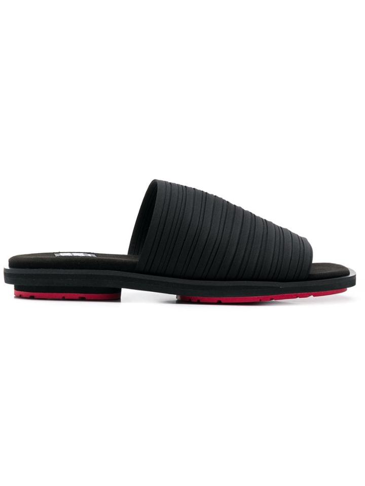 Pleats Please By Issey Miyake Pleated Slides - Black