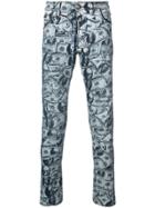 Philipp Plein Dollar Print Slim-fit Jeans - Blue