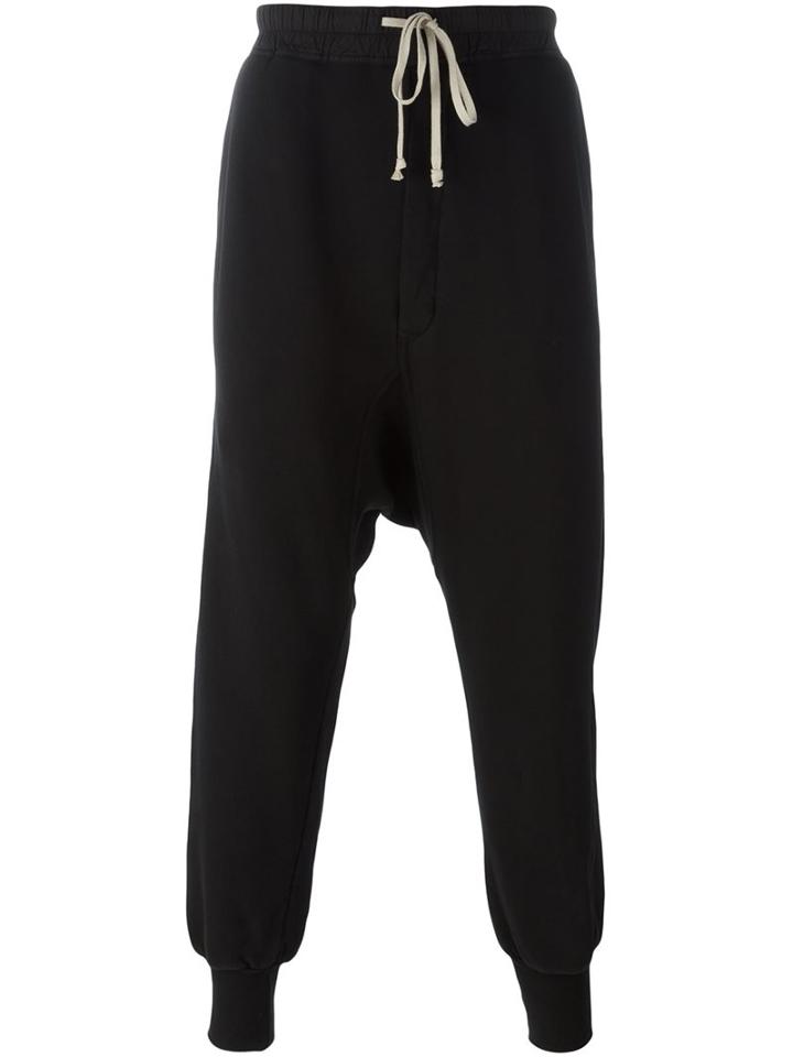 Rick Owens Drkshdw Drop Crotch Track Pants, Men's, Size: Medium, Black, Cotton
