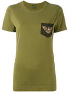 Mr & Mrs Italy Bead Embellished Eagle Embroidered T-shirt, Women's, Size: 40, Green, Cotton