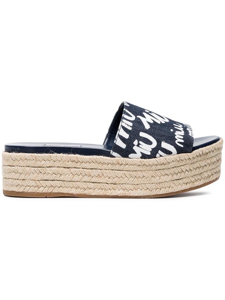 Miu Miu Denim 45 Logo Espadrilles - Blue
