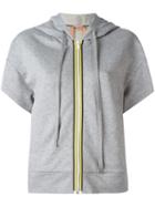 No21 Zipped Short Sleeved Hoodie, Women's, Size: 38, Grey, Cotton